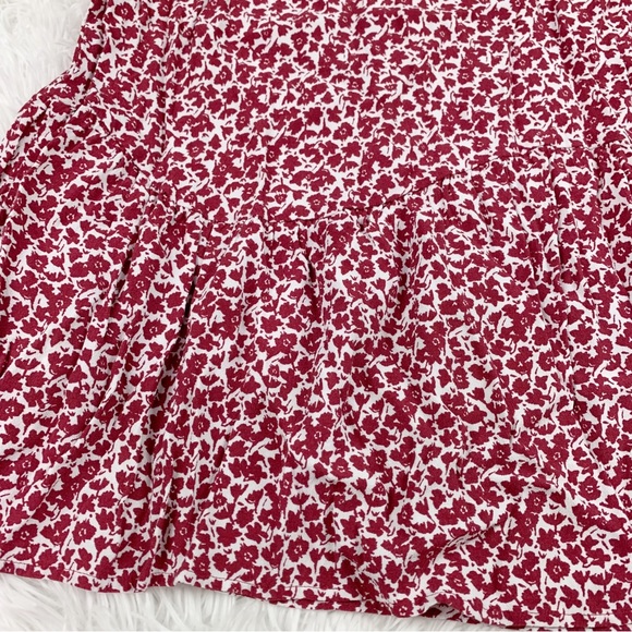 Loft short sleeve Floral Flounce Hem Swing Dress round red white casual - Picture 8 of 10